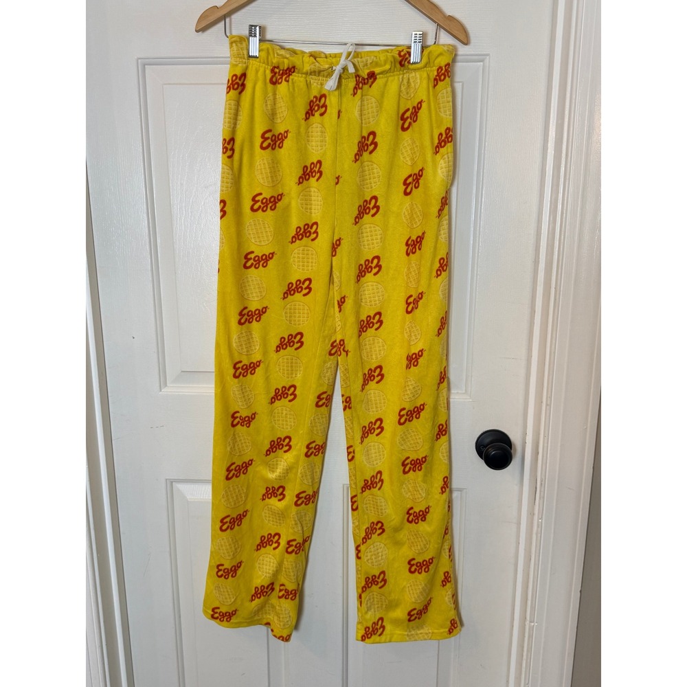 Kellogg's Eggo Waffle Pajama Pants Mens Small Yellow Fleece Lounge